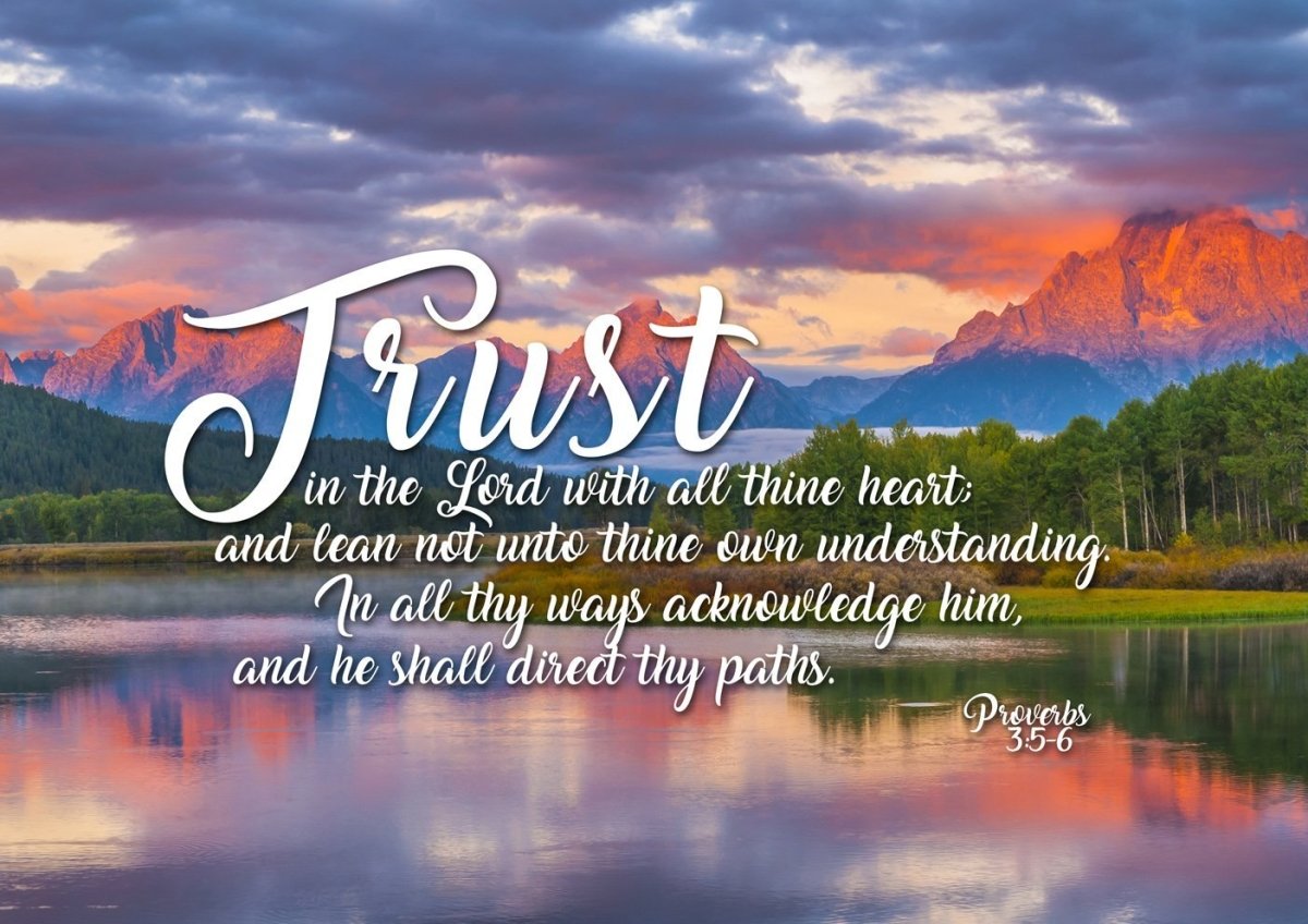 Proverbs 35-6 #36 Kjv 'Trust In The Lord With All Thine Heart' Christian Scripture Wall Art Canvas - Christian Canvas Wall Art