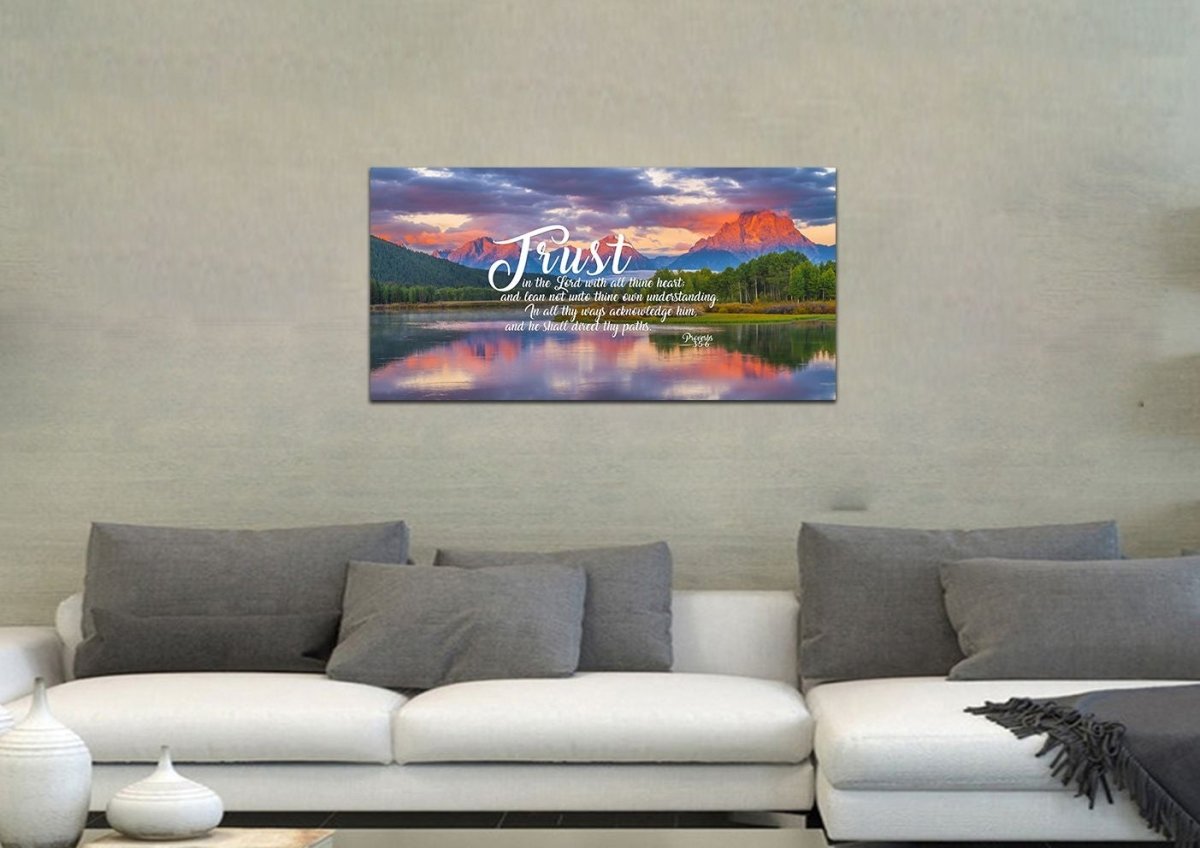 Proverbs 35-6 #36 Kjv 'Trust In The Lord With All Thine Heart' Christian Scripture Wall Art Canvas - Christian Canvas Wall Art
