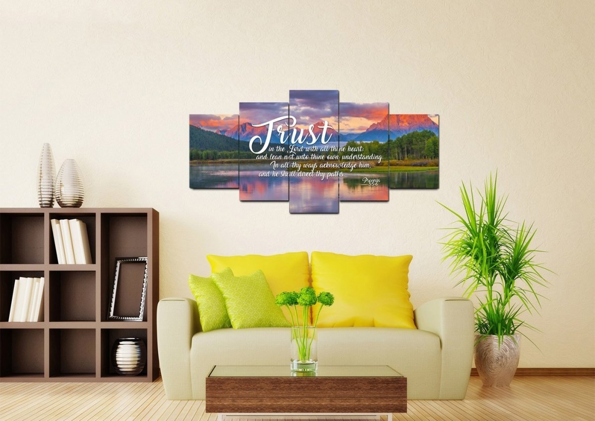 Proverbs 35-6 #36 Kjv 'Trust In The Lord With All Thine Heart' Christian Scripture Wall Art Canvas - Christian Canvas Wall Art