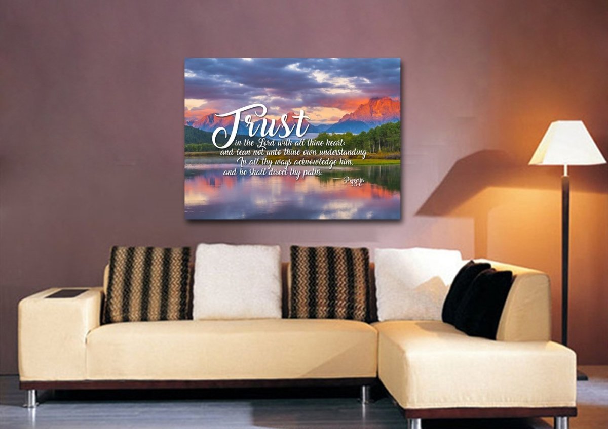 Proverbs 35-6 #36 Kjv 'Trust In The Lord With All Thine Heart' Christian Scripture Wall Art Canvas - Christian Canvas Wall Art