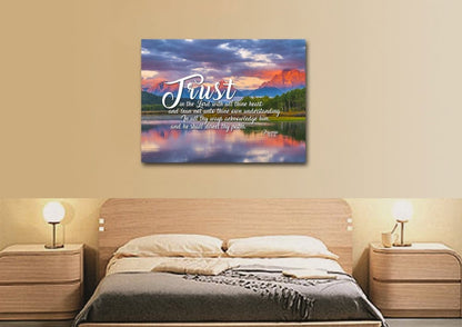 Proverbs 35-6 #36 Kjv 'Trust In The Lord With All Thine Heart' Christian Scripture Wall Art Canvas - Christian Canvas Wall Art
