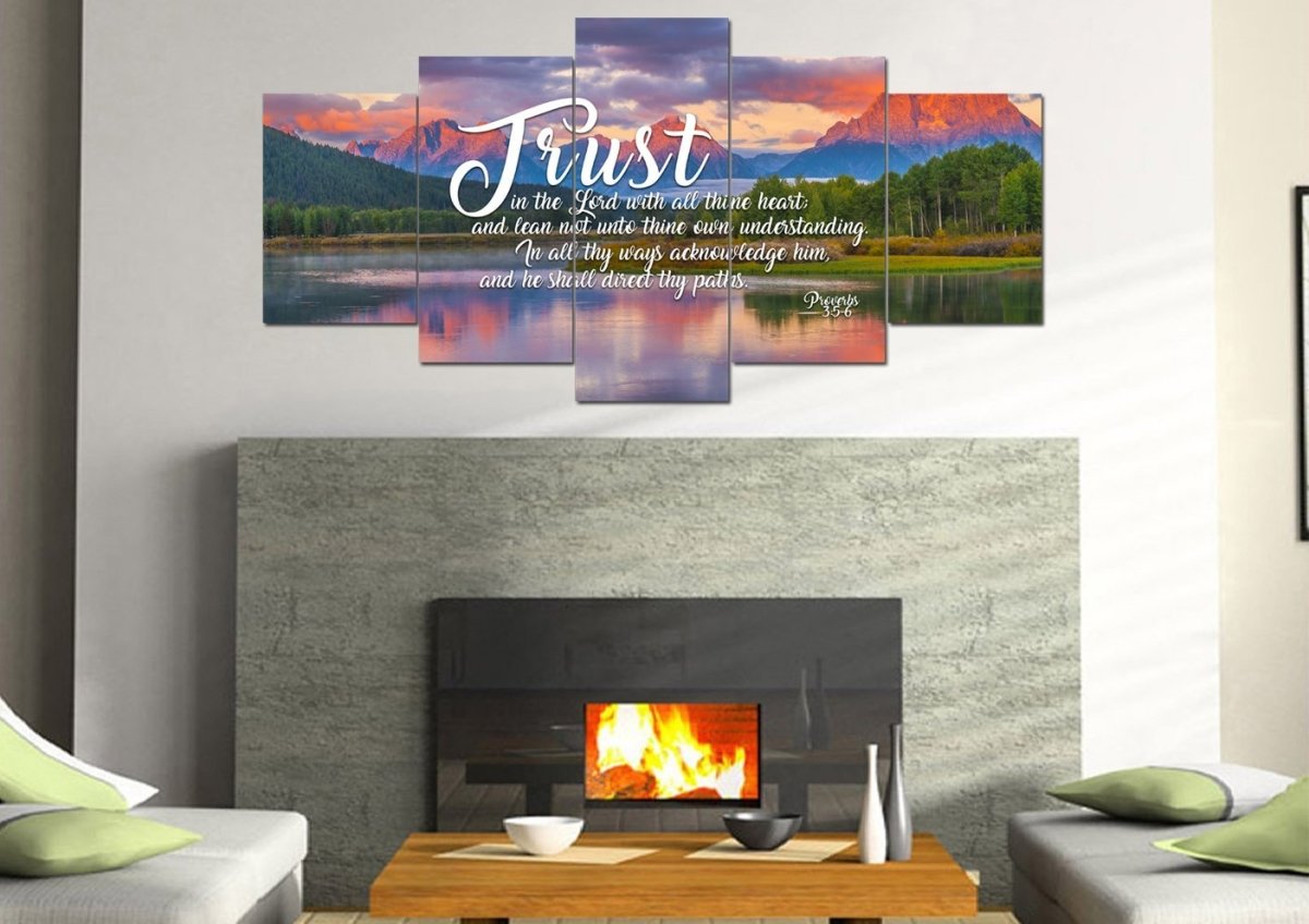 Proverbs 35-6 #36 Kjv 'Trust In The Lord With All Thine Heart' Christian Scripture Wall Art Canvas - Christian Canvas Wall Art