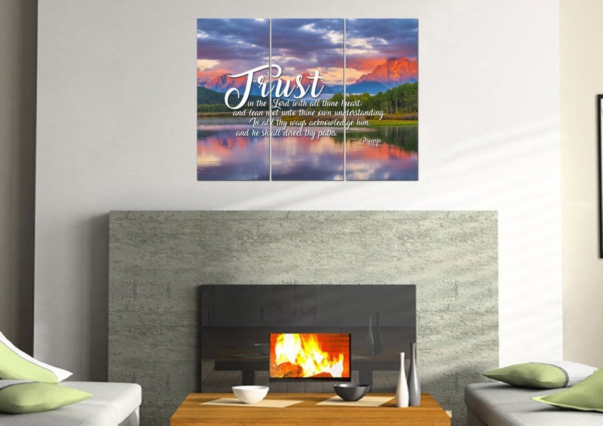 Proverbs 35-6 #36 Kjv 'Trust In The Lord With All Thine Heart' Christian Scripture Wall Art Canvas - Christian Canvas Wall Art