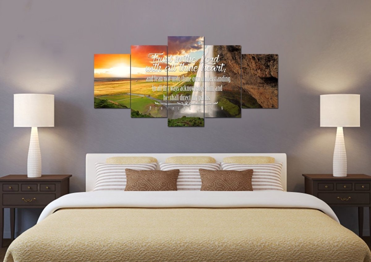 Proverbs 35-6 #37 Kjv 'Trust In The Lord With All Thine Heart' Christian Scripture Wall Art Canvas - Christian Canvas Wall Art