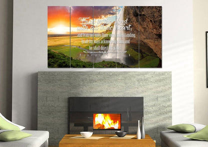 Proverbs 35-6 #37 Kjv 'Trust In The Lord With All Thine Heart' Christian Scripture Wall Art Canvas - Christian Canvas Wall Art