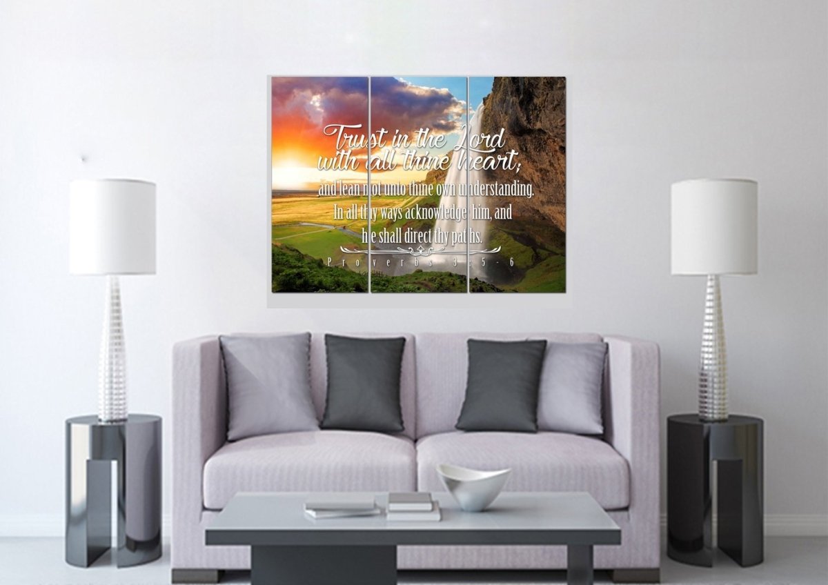 Proverbs 35-6 #37 Kjv 'Trust In The Lord With All Thine Heart' Christian Scripture Wall Art Canvas - Christian Canvas Wall Art