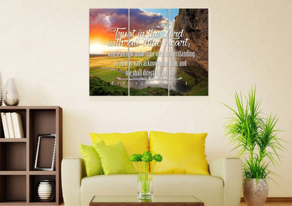 Proverbs 35-6 #37 Kjv 'Trust In The Lord With All Thine Heart' Christian Scripture Wall Art Canvas - Christian Canvas Wall Art