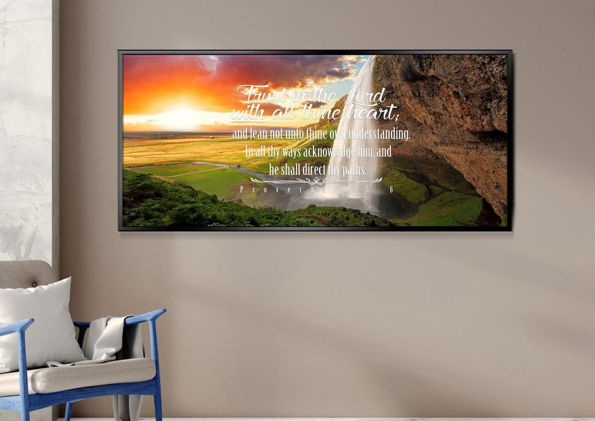 Proverbs 35-6 #37 Kjv 'Trust In The Lord With All Thine Heart' Christian Scripture Wall Art Canvas - Christian Canvas Wall Art