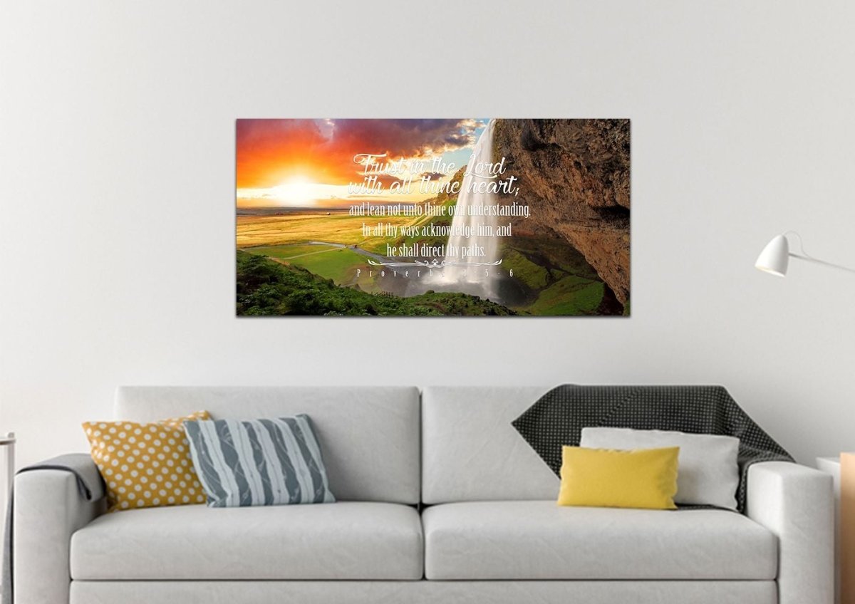 Proverbs 35-6 #37 Kjv 'Trust In The Lord With All Thine Heart' Christian Scripture Wall Art Canvas - Christian Canvas Wall Art