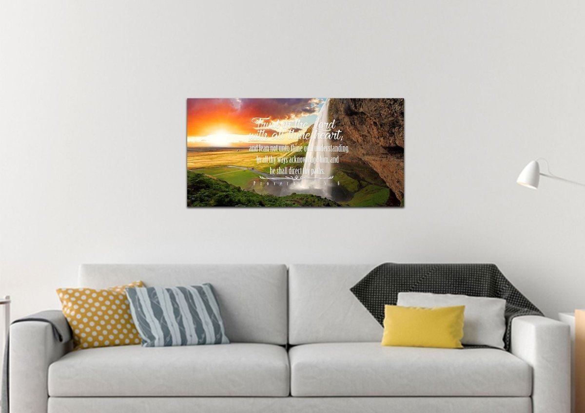 Proverbs 35-6 #37 Kjv 'Trust In The Lord With All Thine Heart' Christian Scripture Wall Art Canvas - Christian Canvas Wall Art