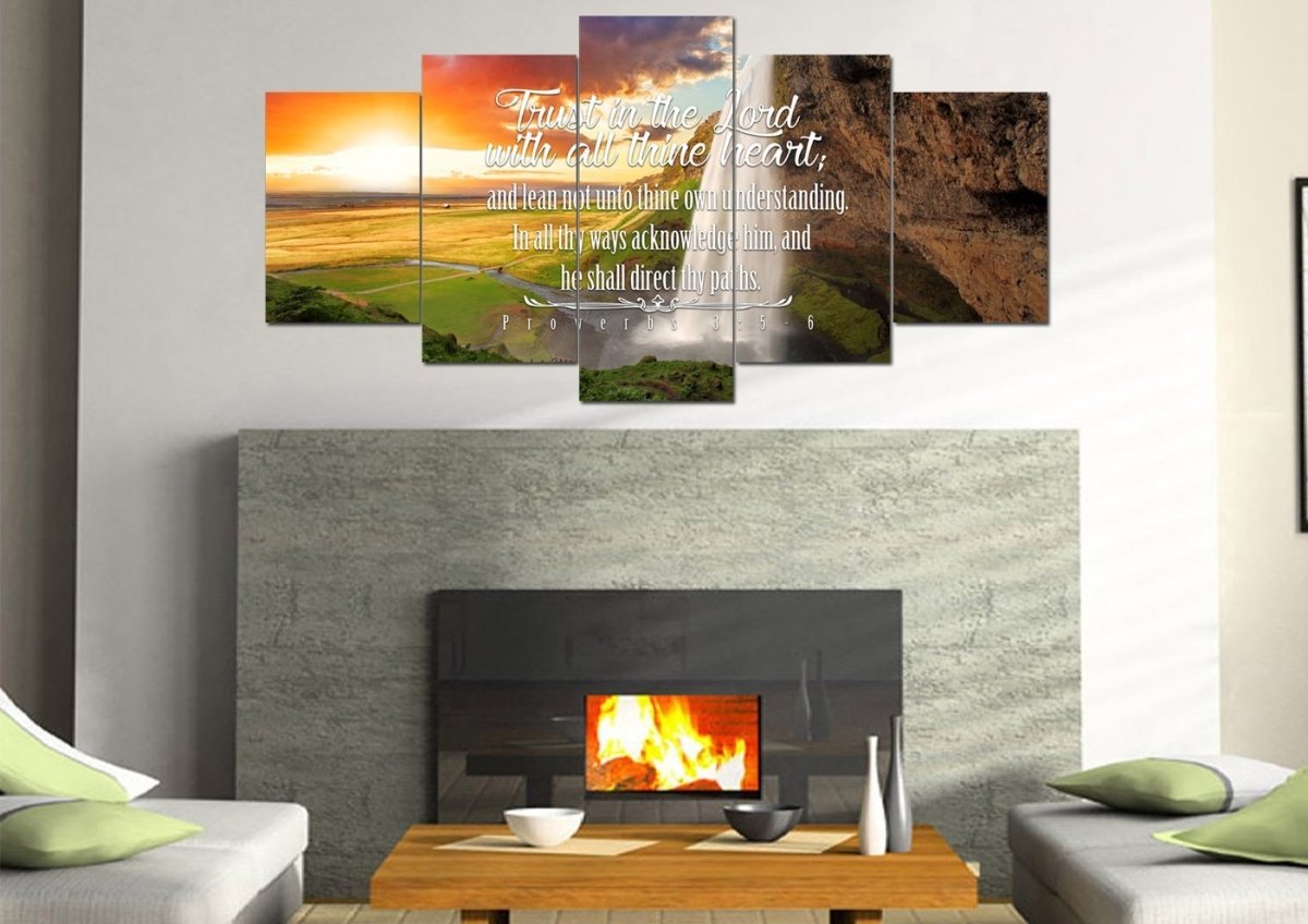 Proverbs 35-6 #37 Kjv 'Trust In The Lord With All Thine Heart' Christian Scripture Wall Art Canvas - Christian Canvas Wall Art