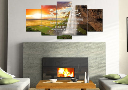 Proverbs 35-6 #37 Kjv 'Trust In The Lord With All Thine Heart' Christian Scripture Wall Art Canvas - Christian Canvas Wall Art
