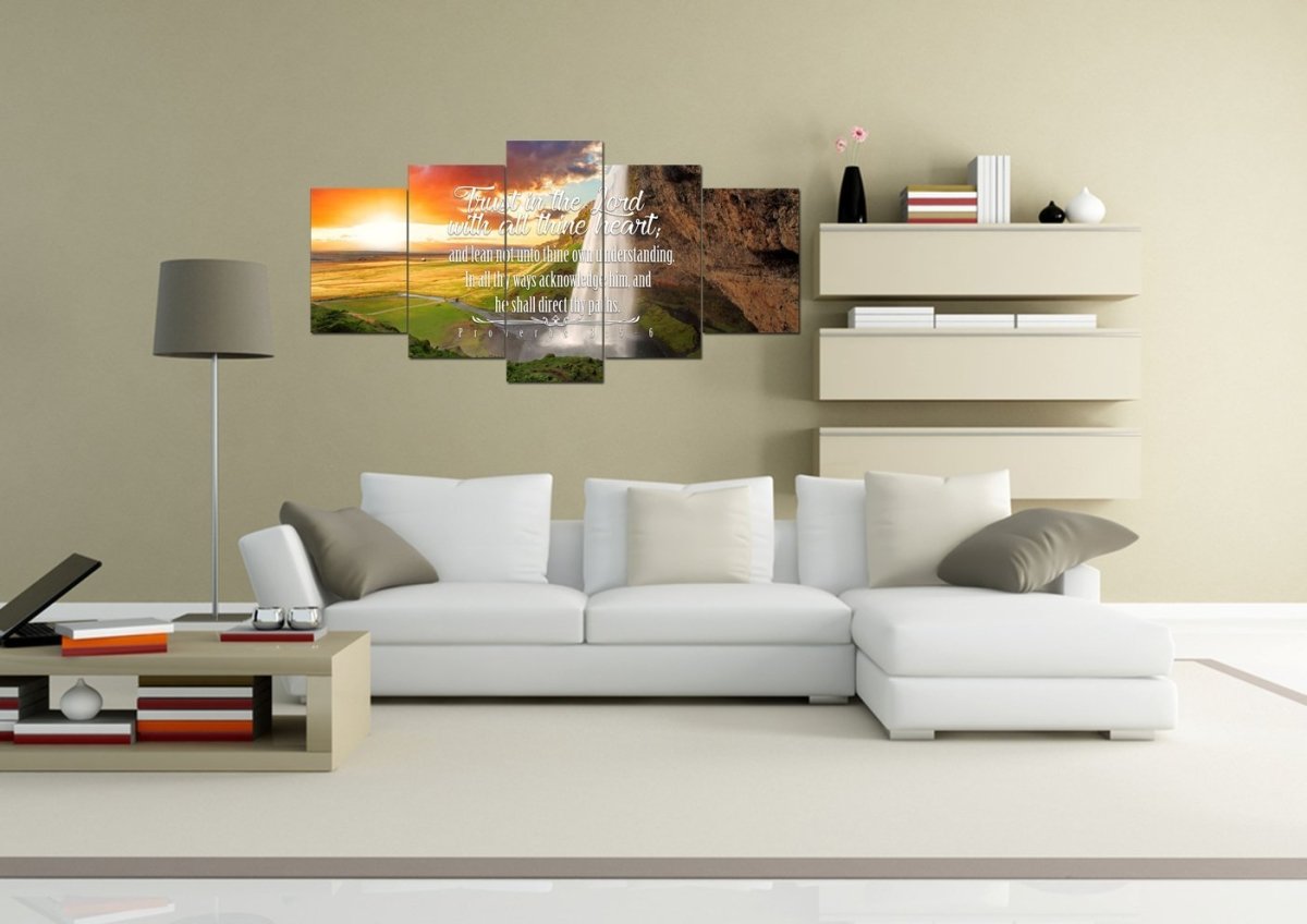 Proverbs 35-6 #37 Kjv 'Trust In The Lord With All Thine Heart' Christian Scripture Wall Art Canvas - Christian Canvas Wall Art