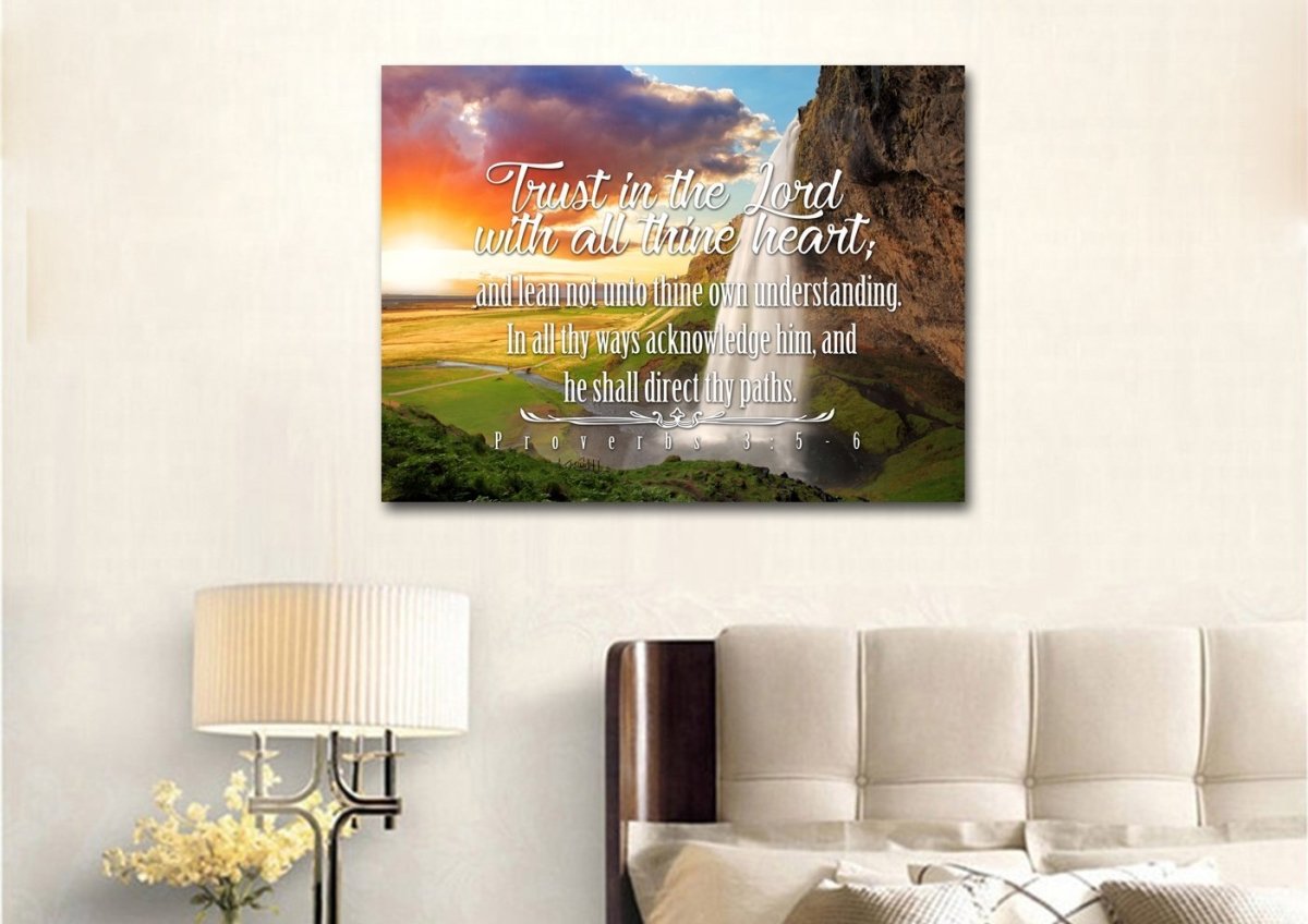 Proverbs 35-6 #37 Kjv 'Trust In The Lord With All Thine Heart' Christian Scripture Wall Art Canvas - Christian Canvas Wall Art