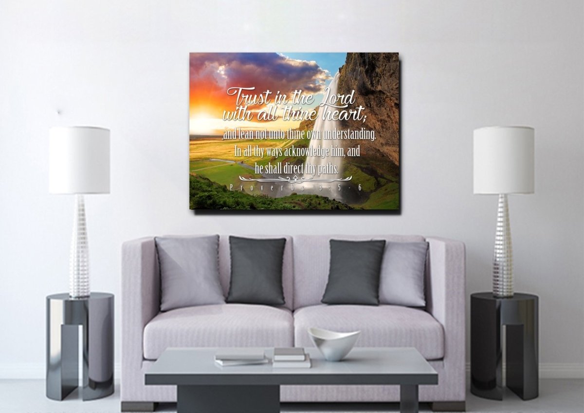 Proverbs 35-6 #37 Kjv 'Trust In The Lord With All Thine Heart' Christian Scripture Wall Art Canvas - Christian Canvas Wall Art