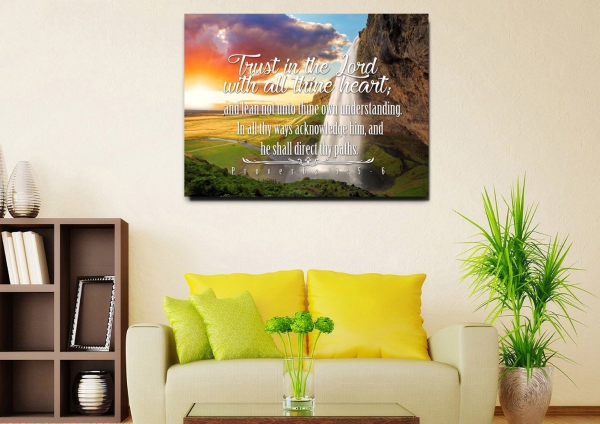 Proverbs 35-6 #37 Kjv 'Trust In The Lord With All Thine Heart' Christian Scripture Wall Art Canvas - Christian Canvas Wall Art