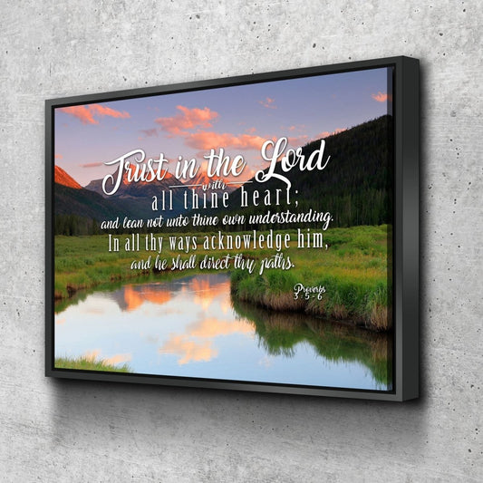 Proverbs 35-6 #38 Kjv 'Trust In The Lord With All Thine Heart' Christian Scripture Wall Art Canvas - Christian Canvas Wall Art