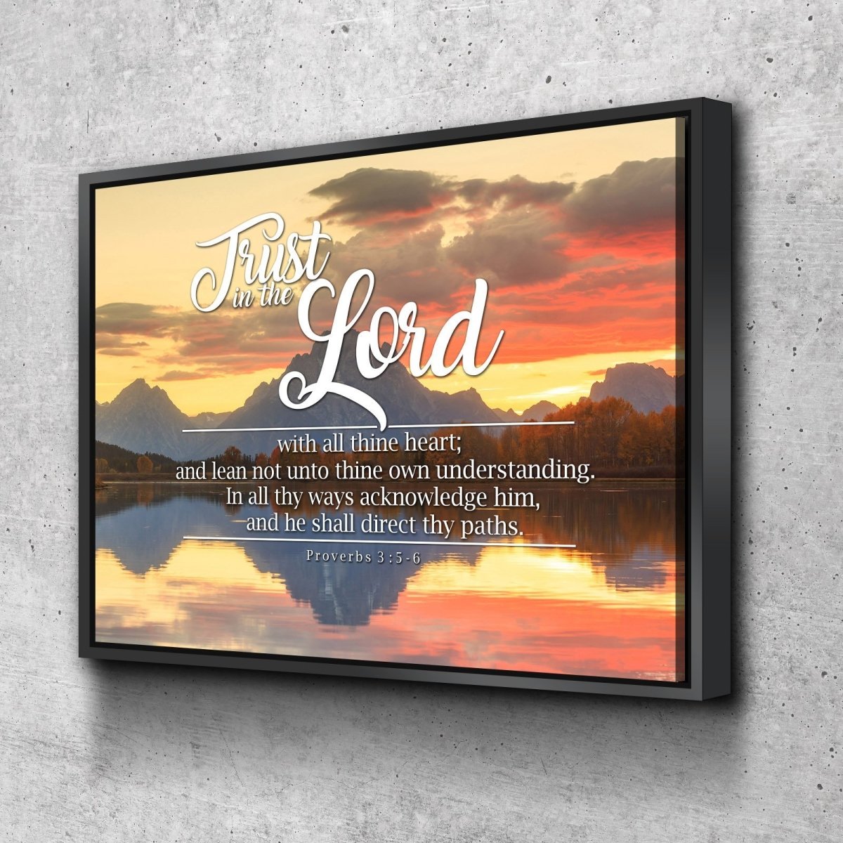 Proverbs 35-6 #39 Kjv 'Trust In The Lord With All Thine Heart' Christian Scripture Wall Art Canvas - Christian Canvas Wall Art