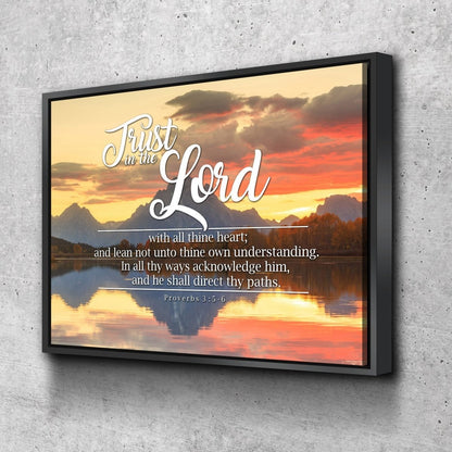 Proverbs 35-6 #39 Kjv 'Trust In The Lord With All Thine Heart' Christian Scripture Wall Art Canvas - Christian Canvas Wall Art