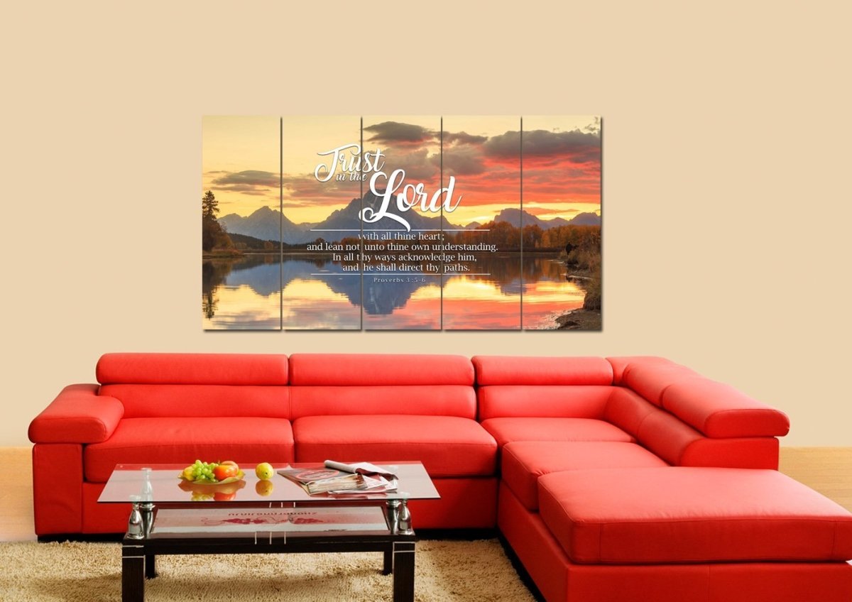Proverbs 35-6 #39 Kjv 'Trust In The Lord With All Thine Heart' Christian Scripture Wall Art Canvas - Christian Canvas Wall Art