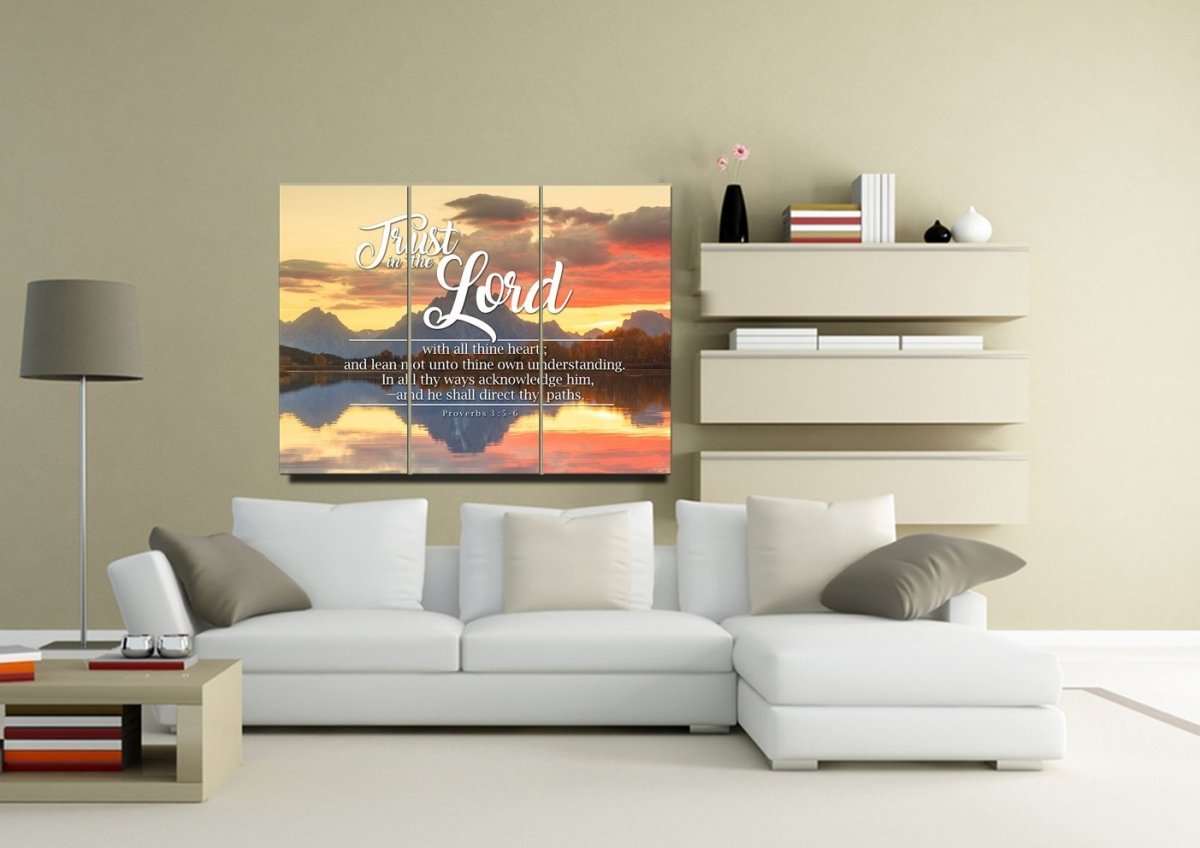 Proverbs 35-6 #39 Kjv 'Trust In The Lord With All Thine Heart' Christian Scripture Wall Art Canvas - Christian Canvas Wall Art