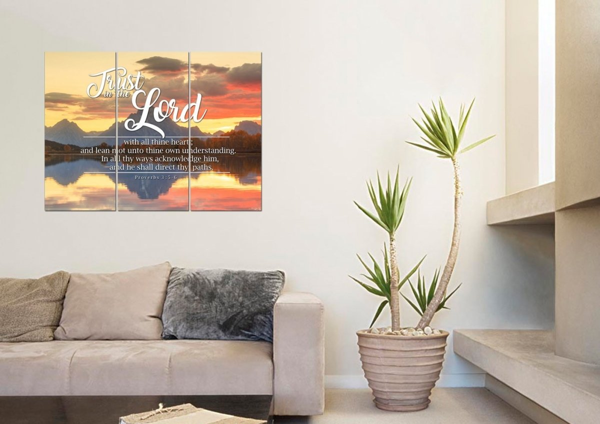 Proverbs 35-6 #39 Kjv 'Trust In The Lord With All Thine Heart' Christian Scripture Wall Art Canvas - Christian Canvas Wall Art