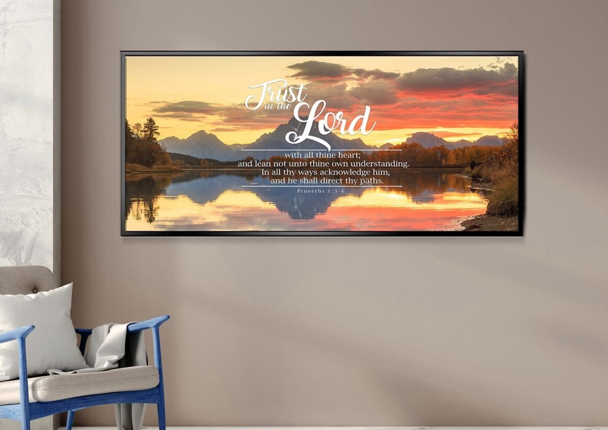 Proverbs 35-6 #39 Kjv 'Trust In The Lord With All Thine Heart' Christian Scripture Wall Art Canvas - Christian Canvas Wall Art
