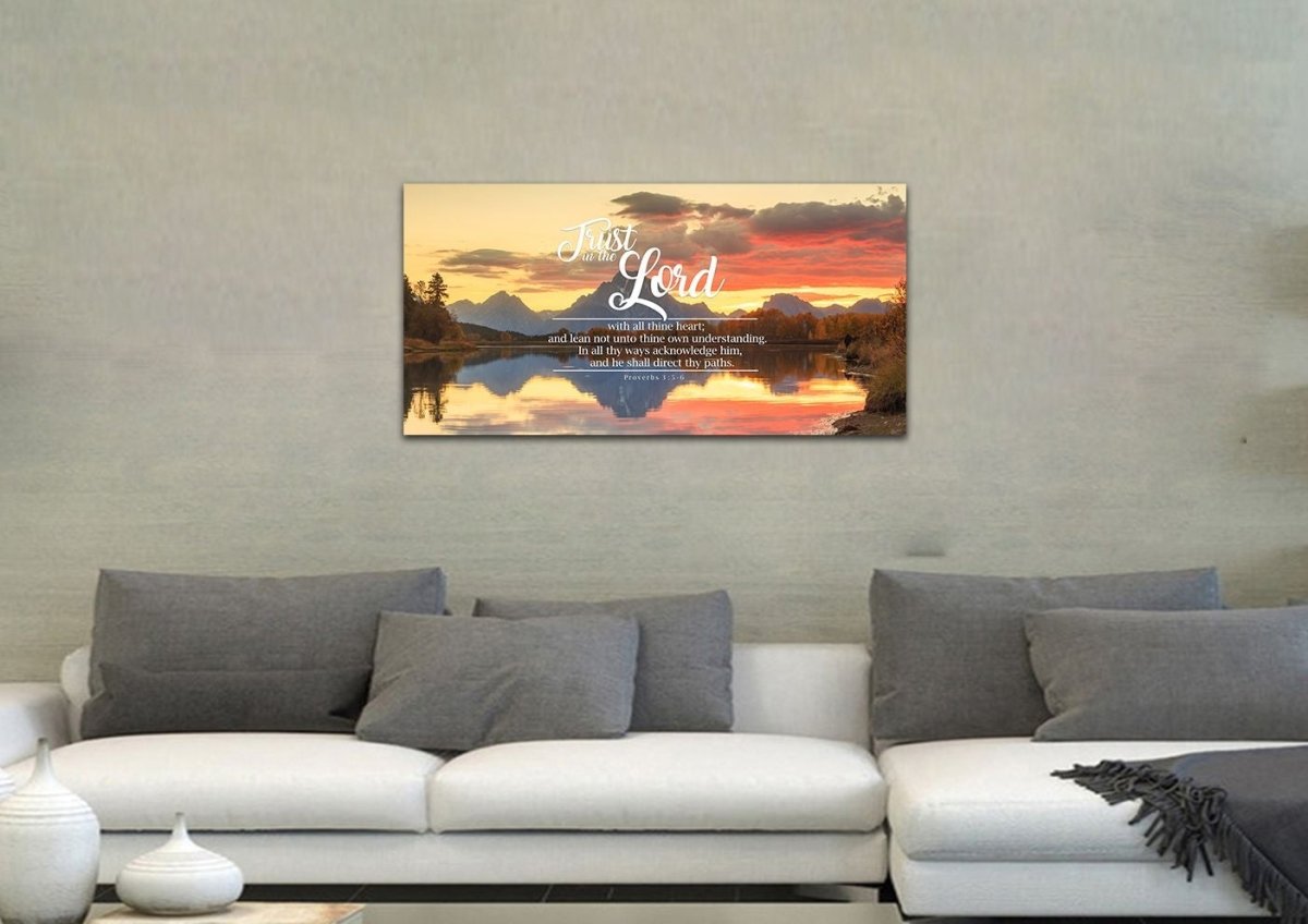 Proverbs 35-6 #39 Kjv 'Trust In The Lord With All Thine Heart' Christian Scripture Wall Art Canvas - Christian Canvas Wall Art