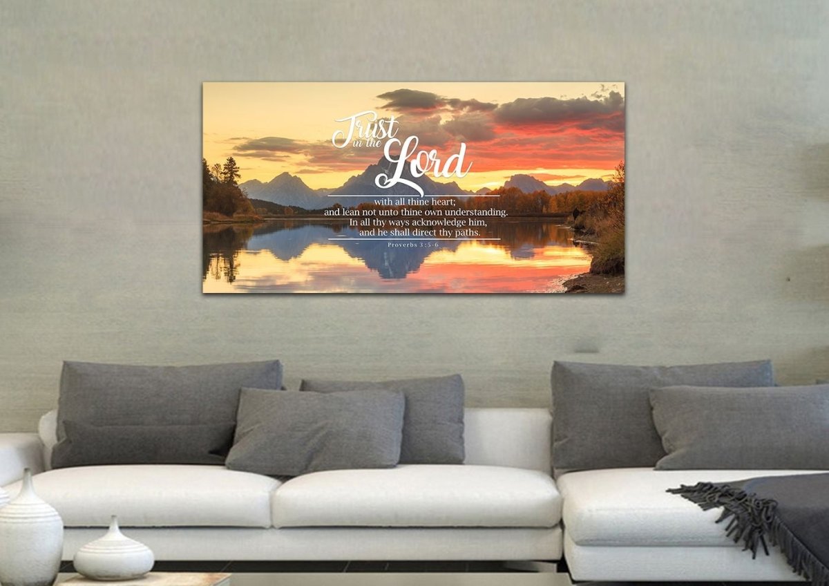 Proverbs 35-6 #39 Kjv 'Trust In The Lord With All Thine Heart' Christian Scripture Wall Art Canvas - Christian Canvas Wall Art