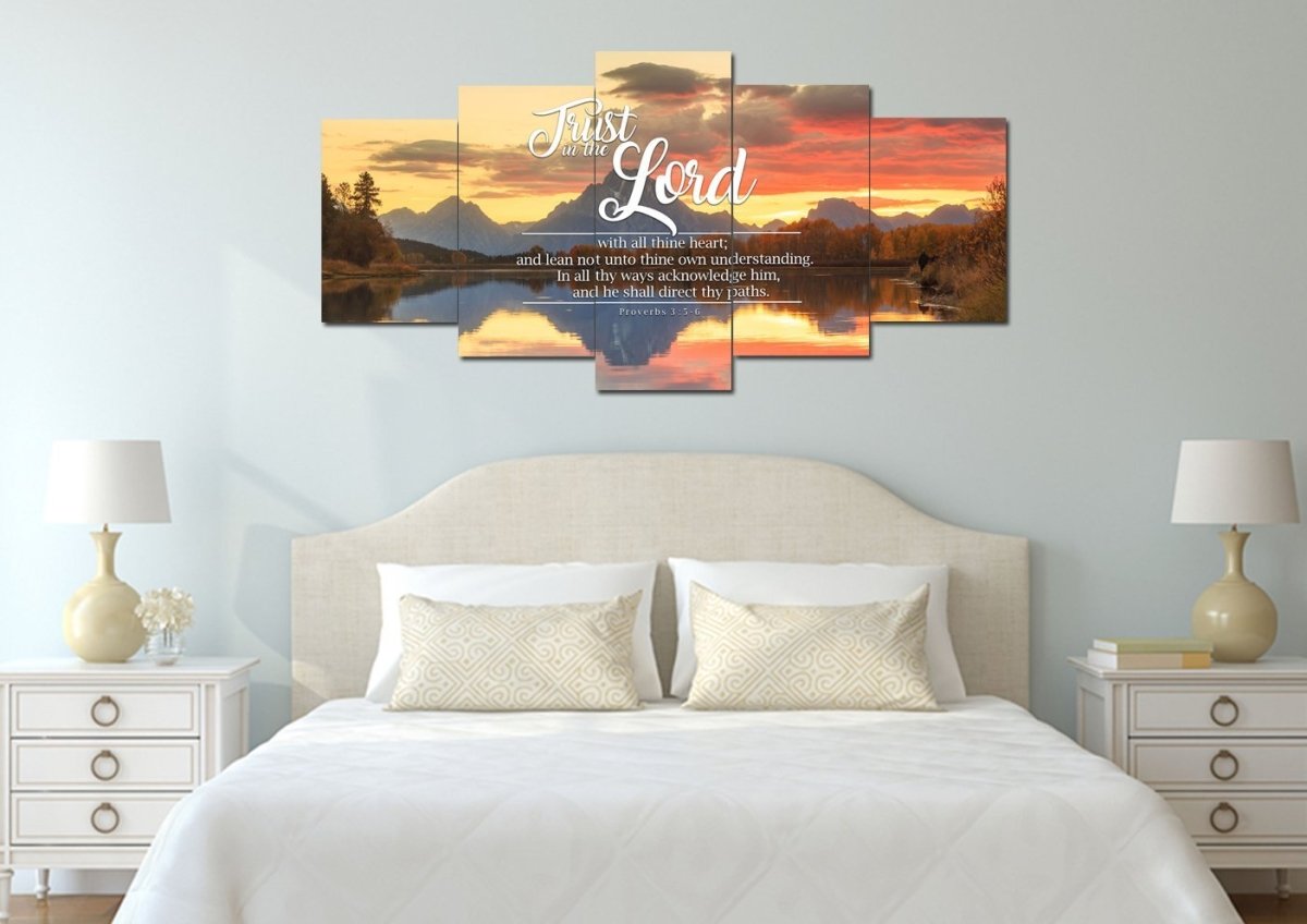 Proverbs 35-6 #39 Kjv 'Trust In The Lord With All Thine Heart' Christian Scripture Wall Art Canvas - Christian Canvas Wall Art