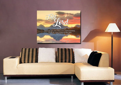 Proverbs 35-6 #39 Kjv 'Trust In The Lord With All Thine Heart' Christian Scripture Wall Art Canvas - Christian Canvas Wall Art