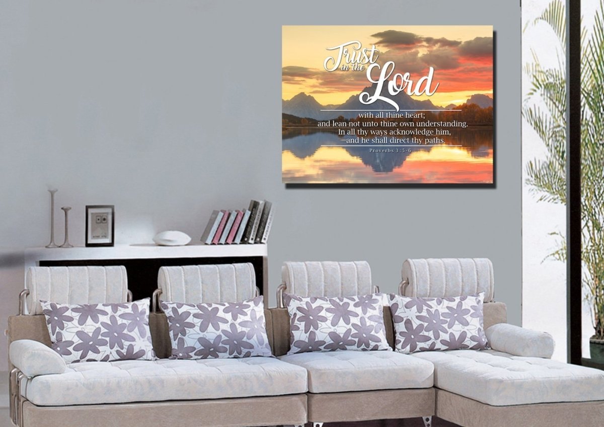 Proverbs 35-6 #39 Kjv 'Trust In The Lord With All Thine Heart' Christian Scripture Wall Art Canvas - Christian Canvas Wall Art