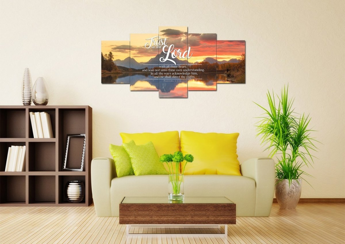 Proverbs 35-6 #39 Kjv 'Trust In The Lord With All Thine Heart' Christian Scripture Wall Art Canvas - Christian Canvas Wall Art