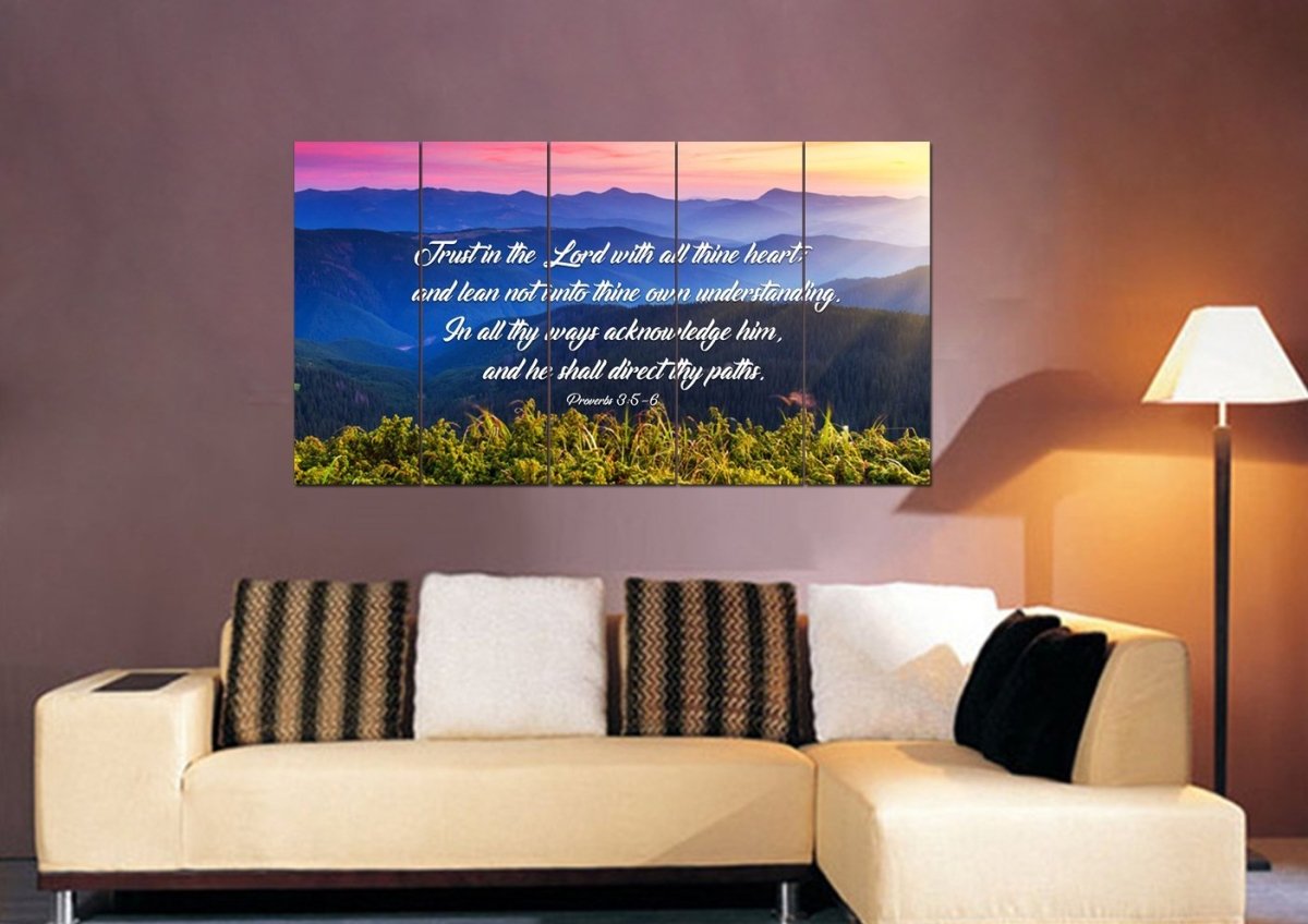Proverbs 35-6 #3 Kjv 'Trust In The Lord' Christian Scripture Wall Art Canvas - Christian Canvas Wall Art