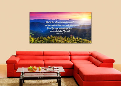 Proverbs 35-6 #3 Kjv 'Trust In The Lord' Christian Scripture Wall Art Canvas - Christian Canvas Wall Art