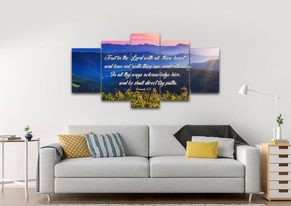 Proverbs 35-6 #3 Kjv 'Trust In The Lord' Christian Scripture Wall Art Canvas - Christian Canvas Wall Art