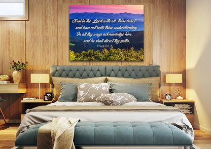 Proverbs 35-6 #3 Kjv 'Trust In The Lord' Christian Scripture Wall Art Canvas - Christian Canvas Wall Art