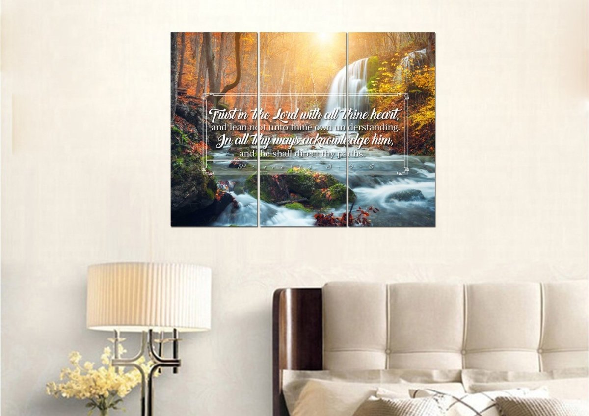 Proverbs 35-6 #40 Kjv 'Trust In The Lord With All Thine Heart' Christian Scripture Wall Art Canvas - Christian Canvas Wall Art