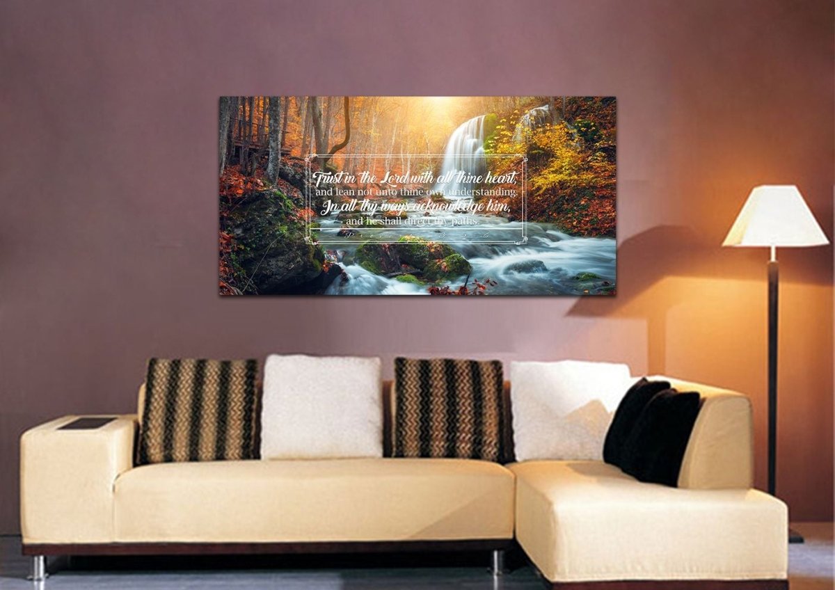 Proverbs 35-6 #40 Kjv 'Trust In The Lord With All Thine Heart' Christian Scripture Wall Art Canvas - Christian Canvas Wall Art