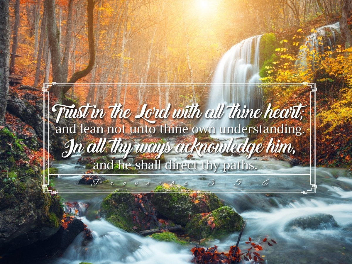 Proverbs 35-6 #40 Kjv 'Trust In The Lord With All Thine Heart' Christian Scripture Wall Art Canvas - Christian Canvas Wall Art