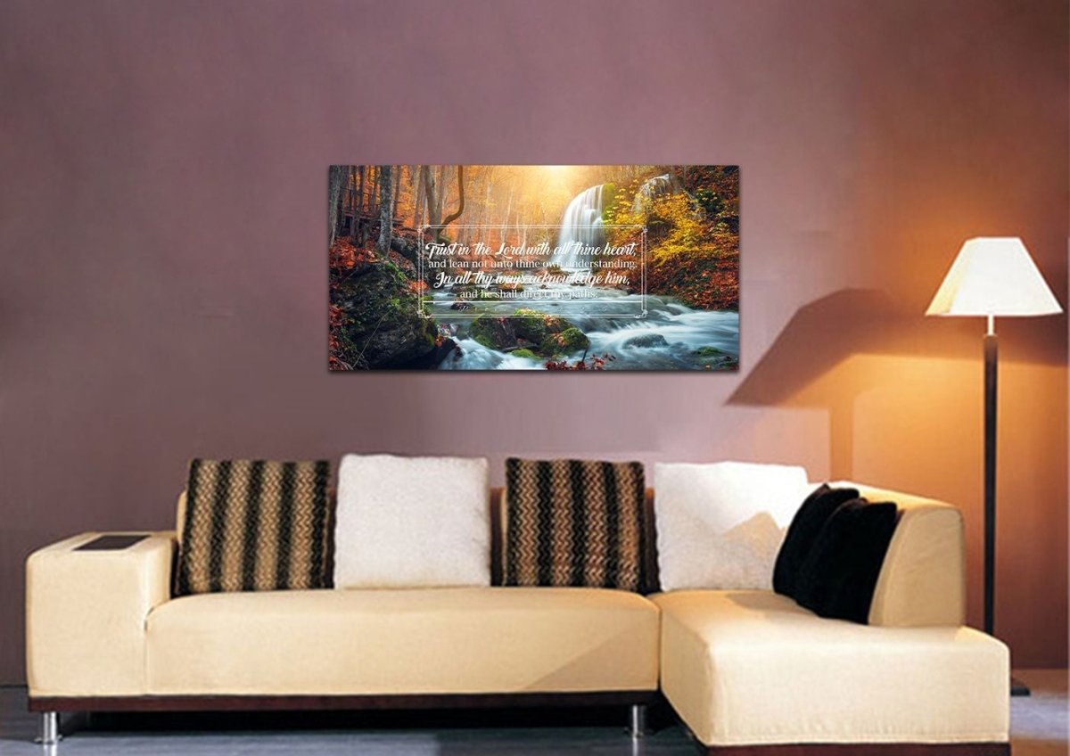 Proverbs 35-6 #40 Kjv 'Trust In The Lord With All Thine Heart' Christian Scripture Wall Art Canvas - Christian Canvas Wall Art