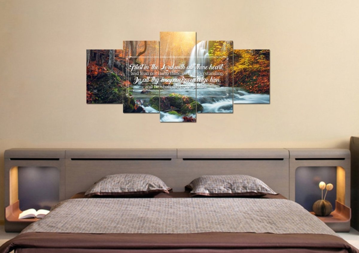 Proverbs 35-6 #40 Kjv 'Trust In The Lord With All Thine Heart' Christian Scripture Wall Art Canvas - Christian Canvas Wall Art