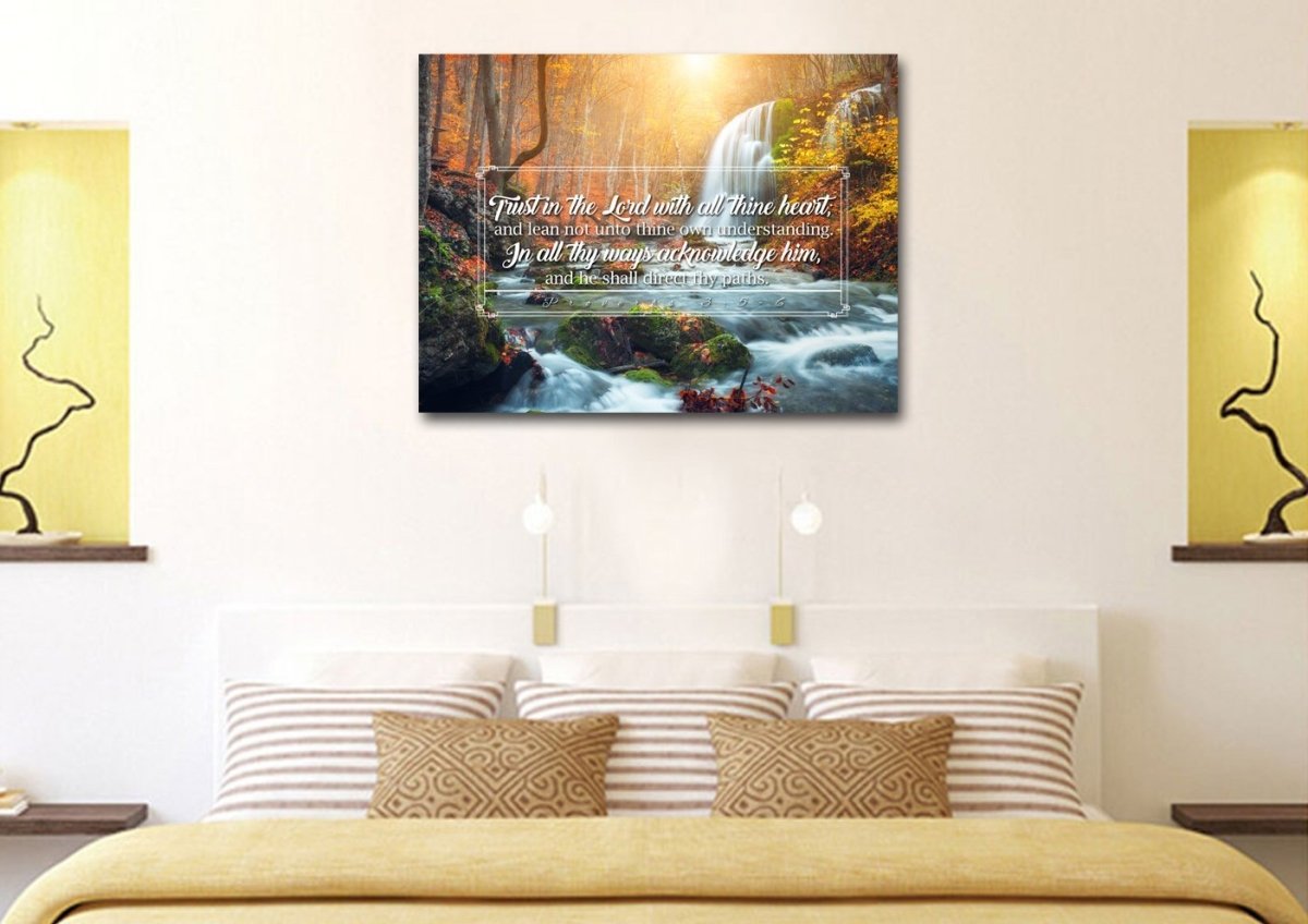 Proverbs 35-6 #40 Kjv 'Trust In The Lord With All Thine Heart' Christian Scripture Wall Art Canvas - Christian Canvas Wall Art
