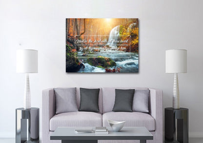 Proverbs 35-6 #40 Kjv 'Trust In The Lord With All Thine Heart' Christian Scripture Wall Art Canvas - Christian Canvas Wall Art