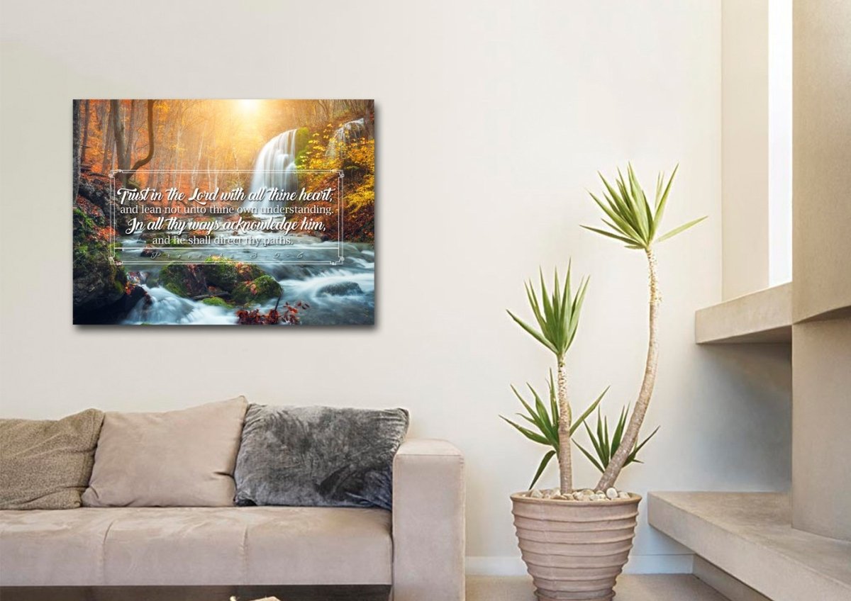 Proverbs 35-6 #40 Kjv 'Trust In The Lord With All Thine Heart' Christian Scripture Wall Art Canvas - Christian Canvas Wall Art