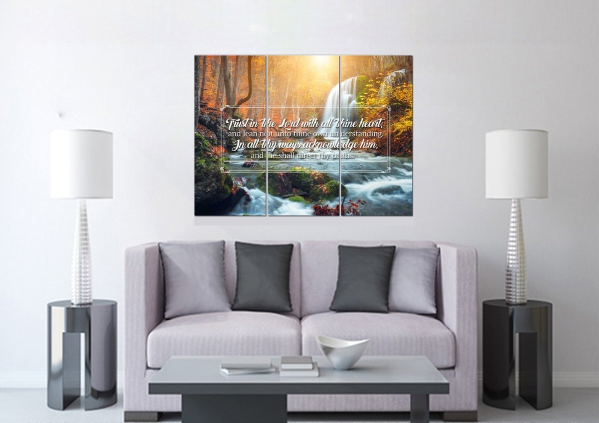 Proverbs 35-6 #40 Kjv 'Trust In The Lord With All Thine Heart' Christian Scripture Wall Art Canvas - Christian Canvas Wall Art