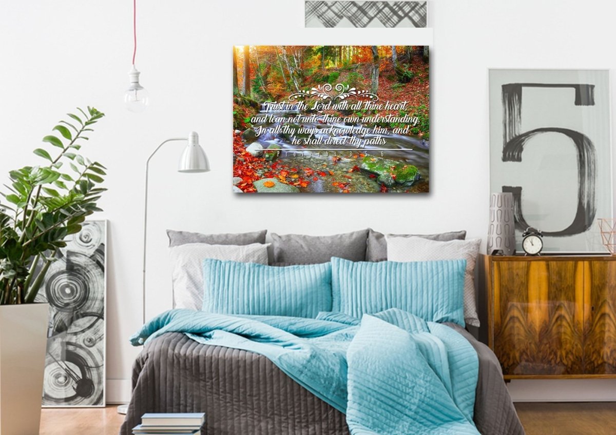 Proverbs 35-6 #41 Kjv 'Trust In The Lord With All Thine Heart' Christian Scripture Wall Art Canvas - Christian Canvas Wall Art