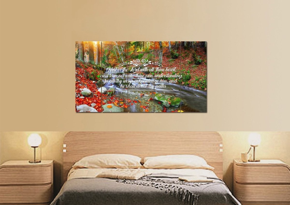 Proverbs 35-6 #41 Kjv 'Trust In The Lord With All Thine Heart' Christian Scripture Wall Art Canvas - Christian Canvas Wall Art