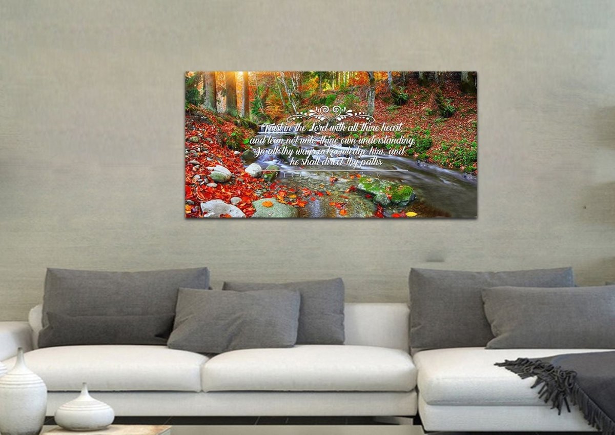 Proverbs 35-6 #41 Kjv 'Trust In The Lord With All Thine Heart' Christian Scripture Wall Art Canvas - Christian Canvas Wall Art