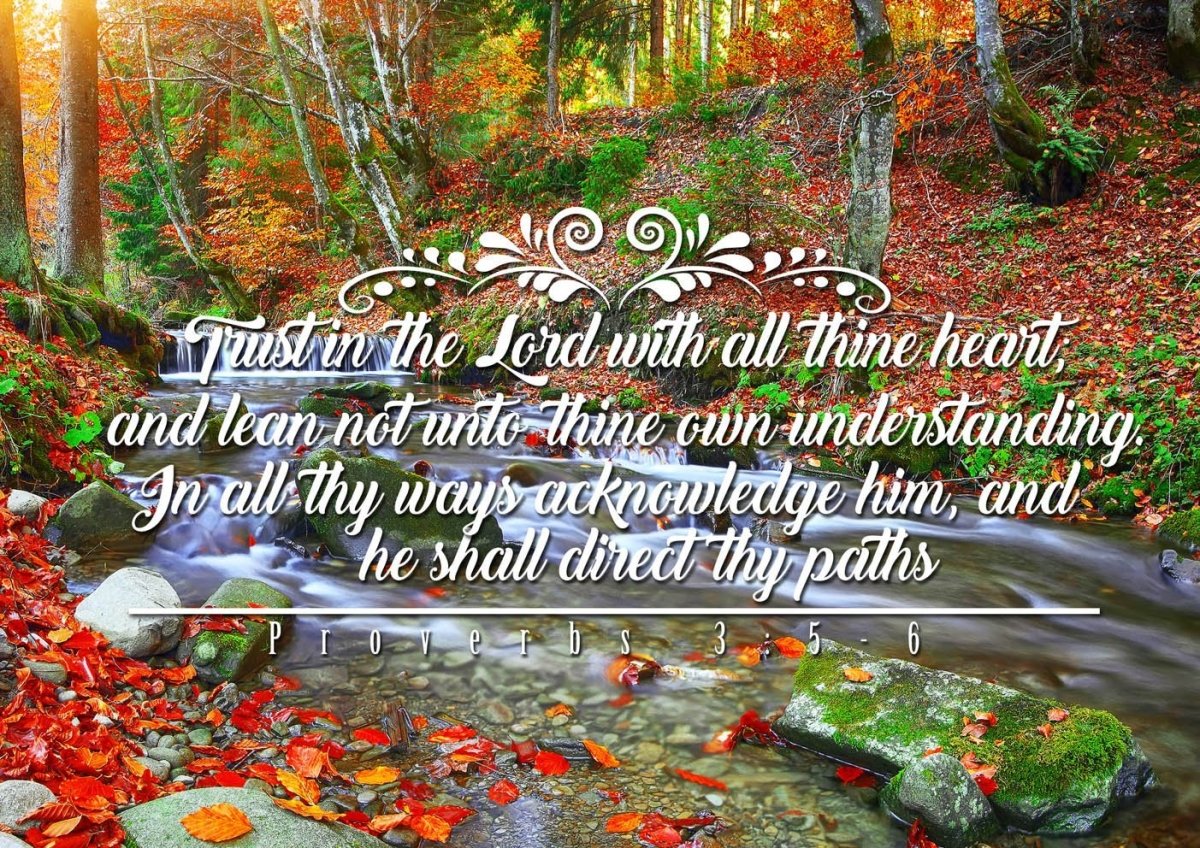 Proverbs 35-6 #41 Kjv 'Trust In The Lord With All Thine Heart' Christian Scripture Wall Art Canvas - Christian Canvas Wall Art